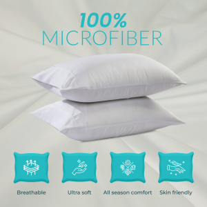 Soft Brushed Microfiber Pillowcases by FreeStand Threads+ (King / White)